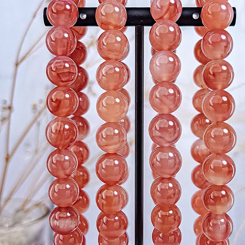 [Peach Salt Source Agate] Translucent Natural Melaleuca Salt Source Agate Crystal Bracelet | One thing, one shot - สร้อยข้อมือ - คริสตัล สีส้ม