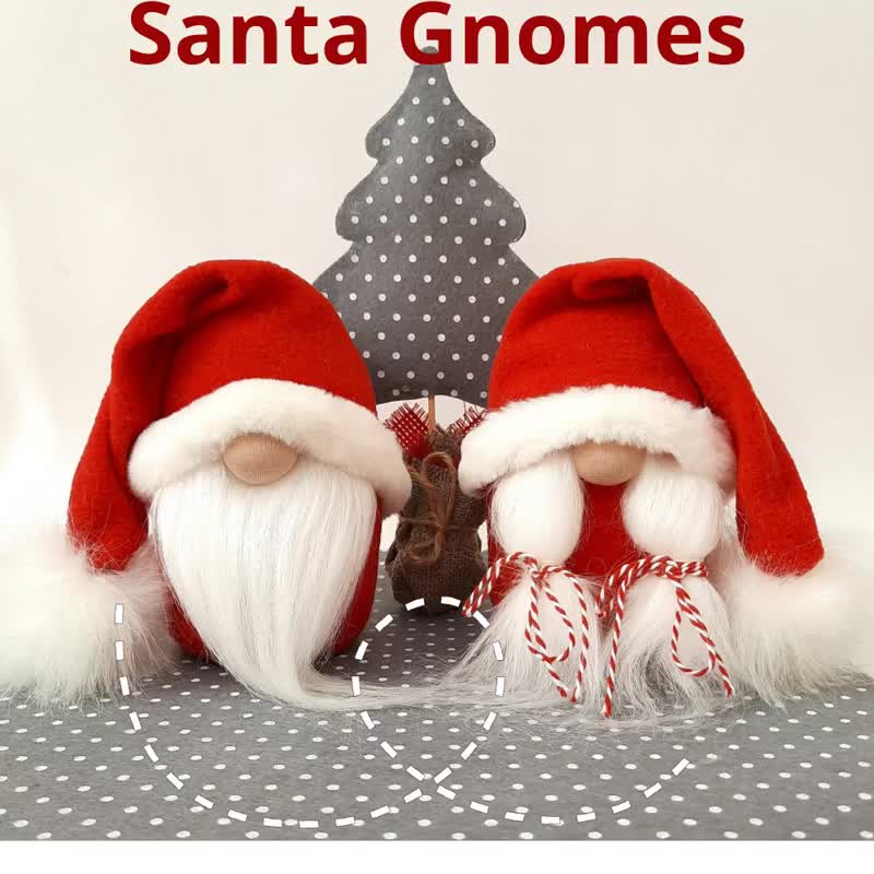 Winter Gnome, Santa Gnome, Christmas Gnomes, Norwegian Christmas Decorations - ตุ๊กตา - วัสดุอื่นๆ สีแดง