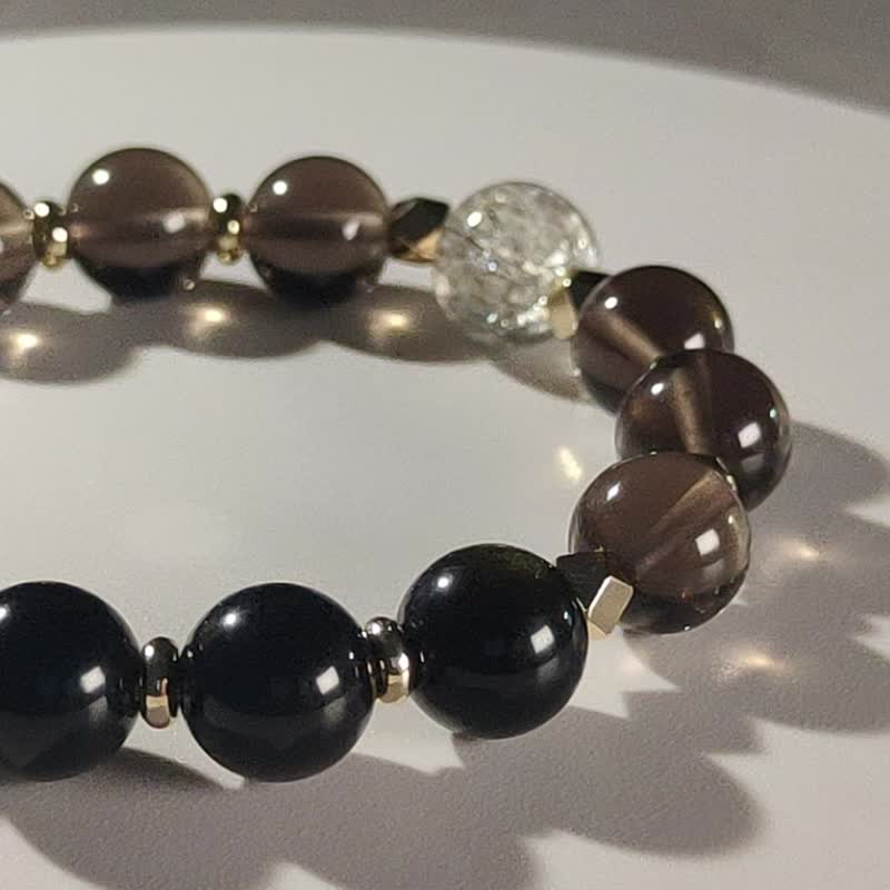 Gold Obsidian Stone Crystal Black Gold Super Seven | Guardian of mysterious energy to attract wealth, career, healing and balance - Bracelets - Crystal Black