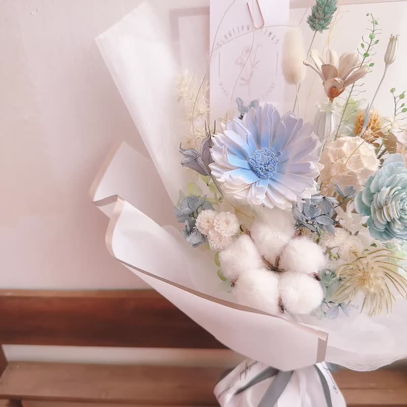 藍色系永生花花束、不凋花花束、乾燥花束、香氛花束、花束 - 乾燥花/永生花 - 植物．花 藍色