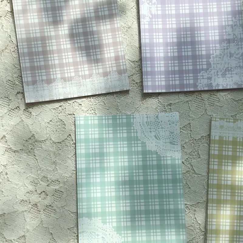 Lovely Pastel Color Lace Check Pattern Memo Pad 100x140 - 便條紙/便利貼 - 紙 多色