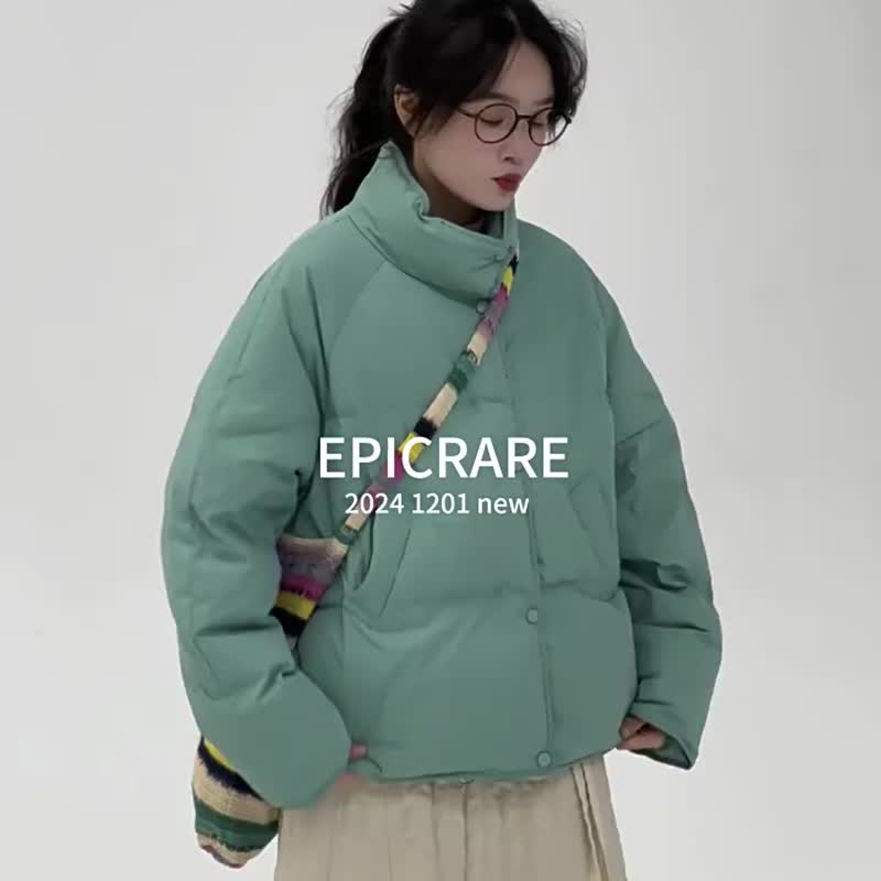 8 Colors | Winter Warm Puff | Candy Color 90% White Duck Down Puffer Jacket | Stand Collar Winter Warm Outerwear - เสื้อแจ็คเก็ต - ไฟเบอร์อื่นๆ สีม่วง