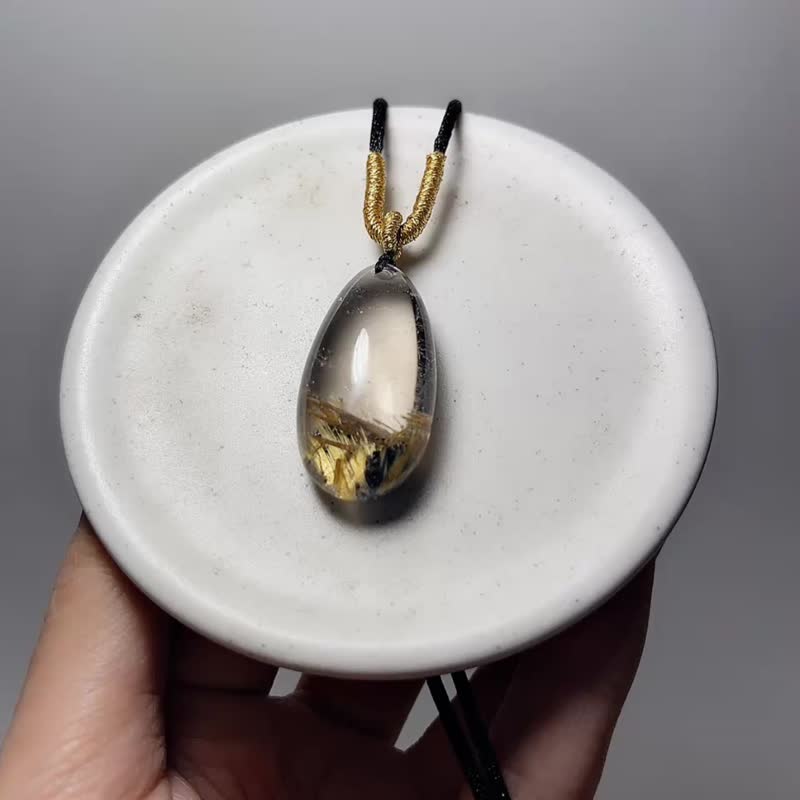 天然礦石 鈦晶 項鍊 1 - 項鍊 - 寶石 金色