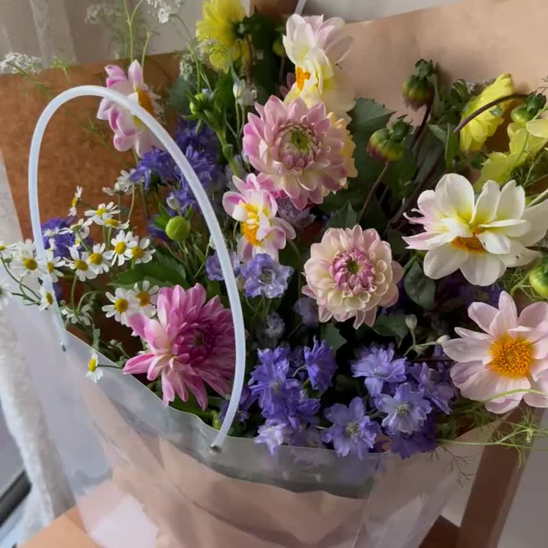 Seasonal Dahlia Fresh Flower Bouquet - Plants & Floral Arrangement - Plants & Flowers Multicolor