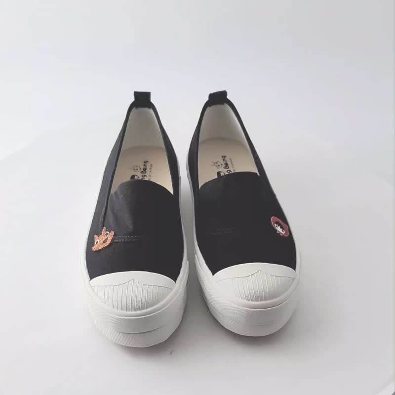 BLACK platform casual shoes ( adult ) - Women's Casual Shoes - Cotton & Hemp Black