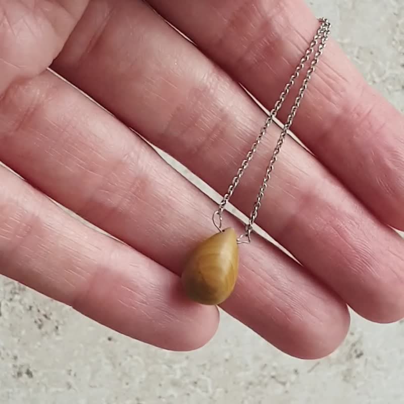 Picture Jasper Teardrop Necklace, 925 Silver, Sagittarius gemstone, Virgo gift - 項鍊 - 寶石 黃色