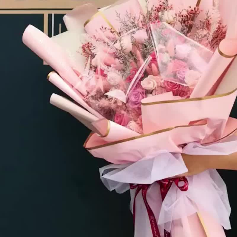 跟人一樣大 花束 超大花束 巨大花束 永生玫瑰 求婚花束 乾燥花 - 乾燥花/永生花 - 植物．花 多色
