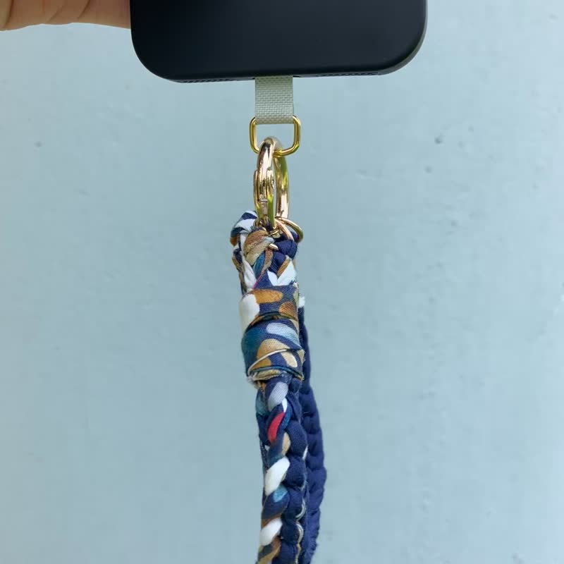 Cat collar braided mobile phone rope 2Way [pure cotton] - Collars & Leashes - Other Man-Made Fibers Blue