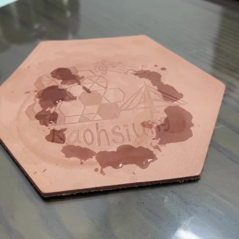 Taiwan Store/Super Absorbent Leather Coaster/Customized Logo Coaster/Coffee Shop - ที่รองแก้ว - หนังแท้ สีนำ้ตาล