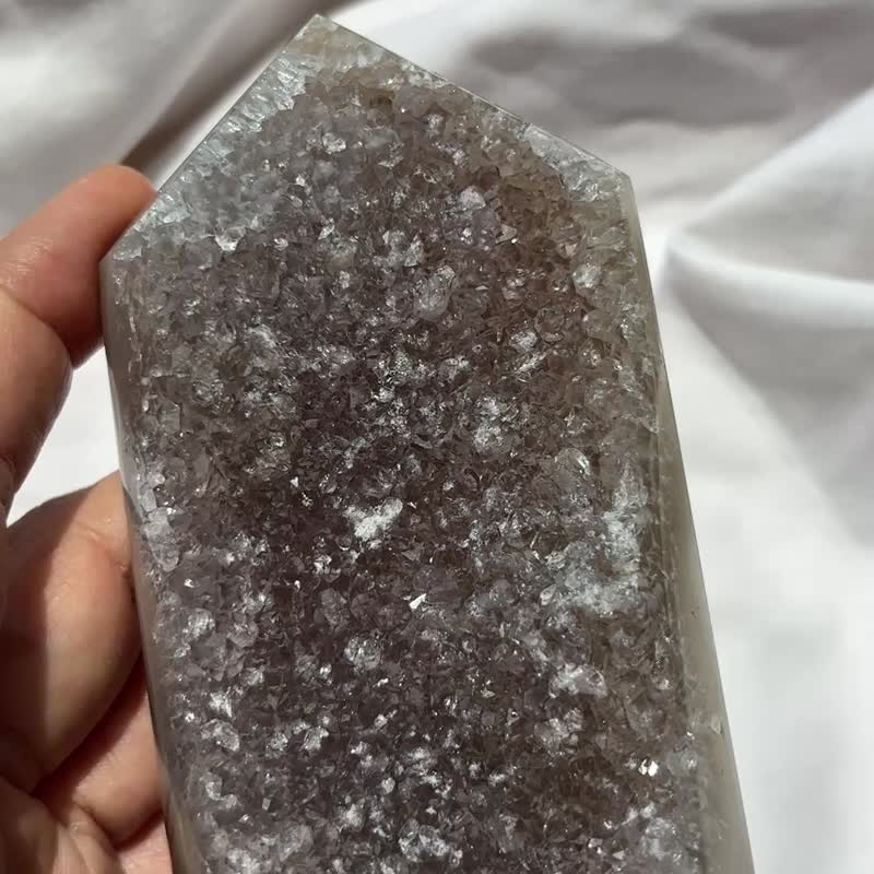 瑪達加斯加 瑪瑙柱 水晶 crystal 擺設 擺件 爆閃淡紫晶牙 - 擺飾/家飾品 - 水晶 金色