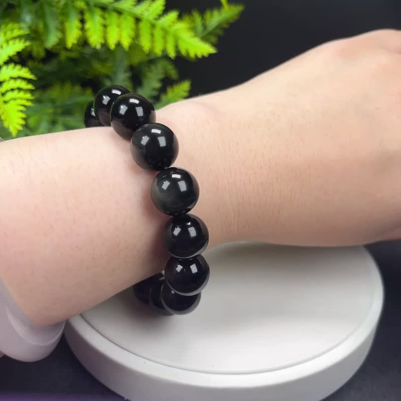 Natural colored obsidian bracelet 14mm each with eyes rainbow obsidian bracelet female hand beads single circle glossy - Bracelets - Semi-Precious Stones Multicolor