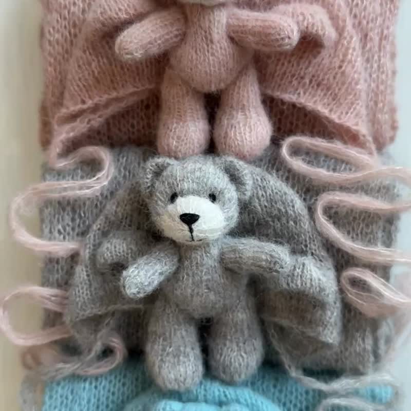 Newborn photo prop teddy bear set - 嬰兒手鍊/飾品 - 羊毛 