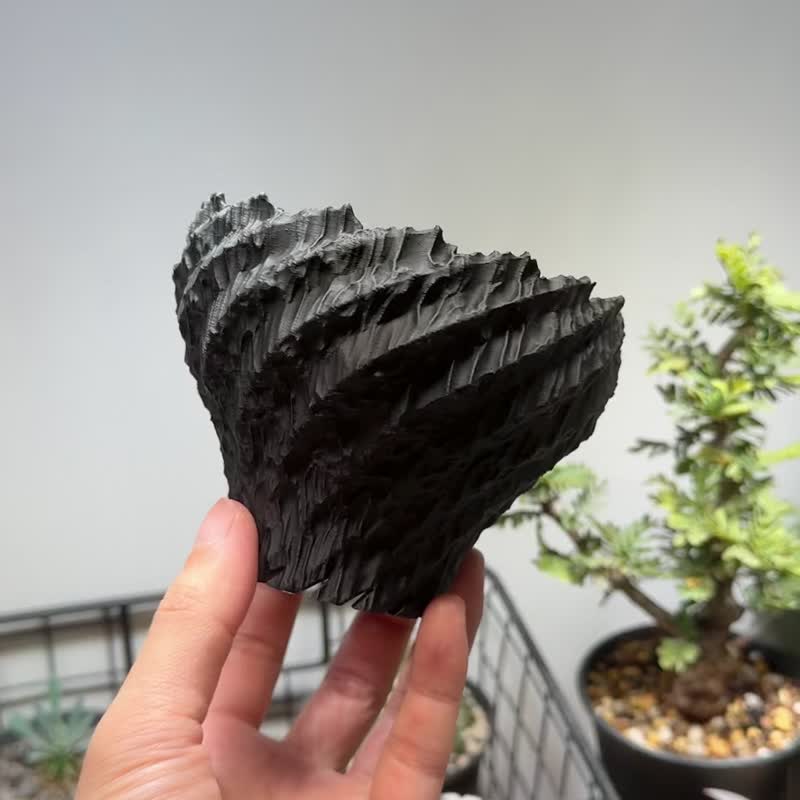 CBP002植木鉢 原創設計/3D列印/多肉塊根植物/盆器盆栽/送禮 - 盆栽/植栽 - 塑膠 黑色