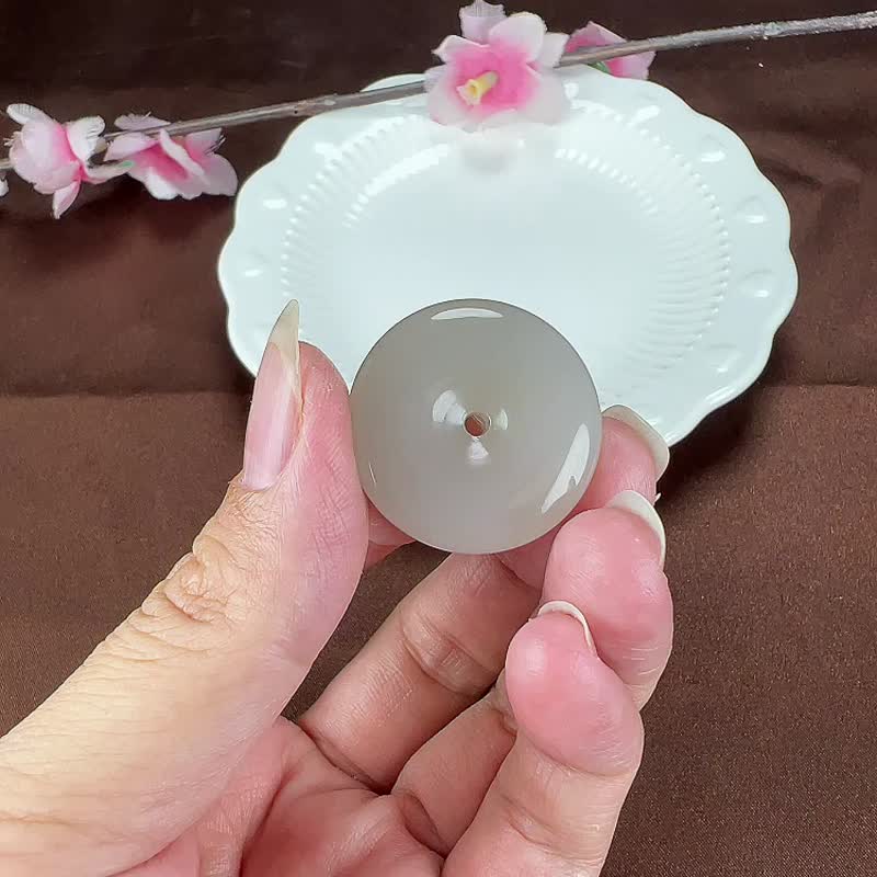 秒殺價  天然新疆和田玉藕粉色平安扣面包圈吊墜 - 吊飾/掛飾 - 玉石 