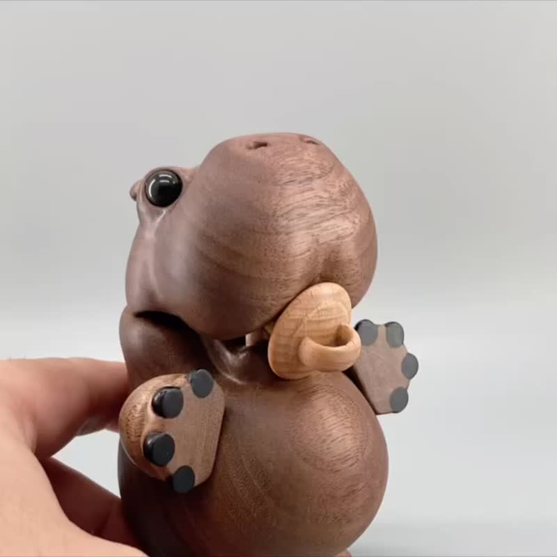 Wooden hippo/Handmade gift/Home decoration - Stuffed Dolls & Figurines - Wood Brown