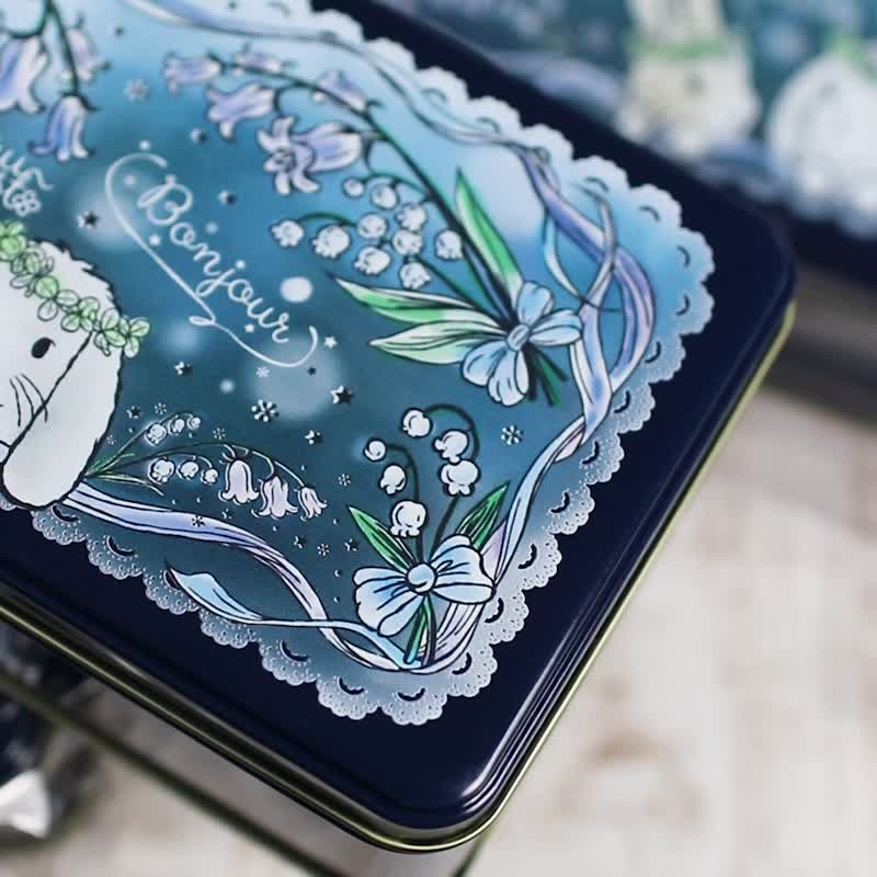 Click here for the can only Navy Date stamp storage Cute matching can postcard included Letter-themed date stamp Rabbit Bluebell Lily of the Valley Stamp storage - ตราปั๊ม/สแตมป์/หมึก - สแตนเลส สีน้ำเงิน