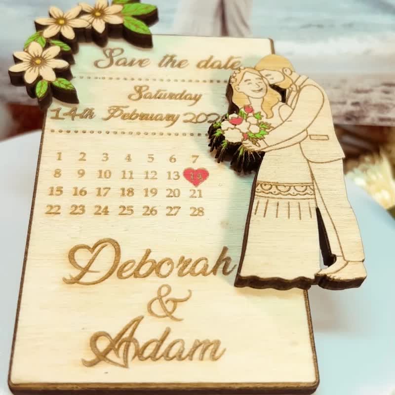 Photo Wooden Card Save The Date – Personalized Wedding Announcement Card - 喜帖 - 木頭 