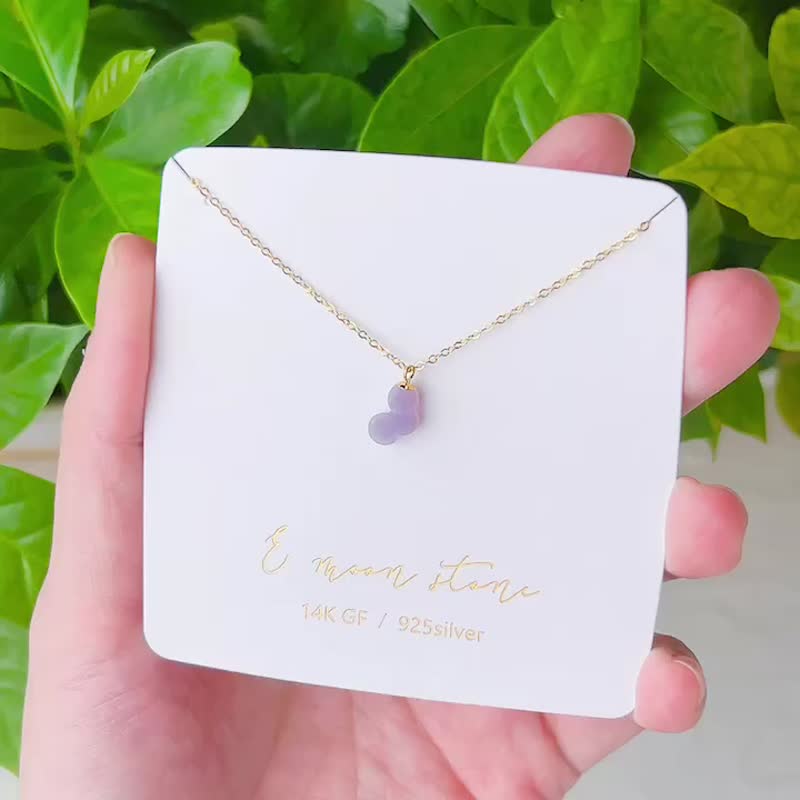 Grape-colored sugar triplets natural agate mineral mark clavicle chain - สร้อยคอ - คริสตัล สีม่วง