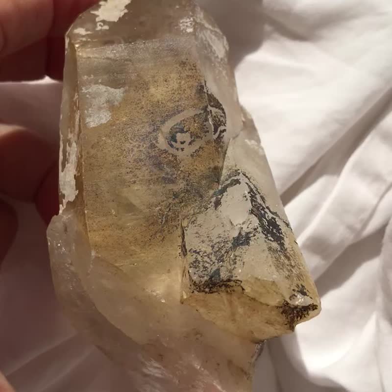 西藏 喜馬拉雅 彩虹皮浮生白水晶簇 老皮老靈魂 - 擺飾/家飾品 - 水晶 卡其色