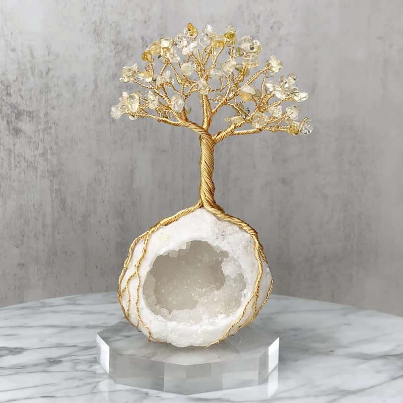 聚寶盆水晶樹 // 黃水晶 白晶洞 // 招財 豐盛 // 贈底座 - 擺飾/家飾品 - 水晶 金色