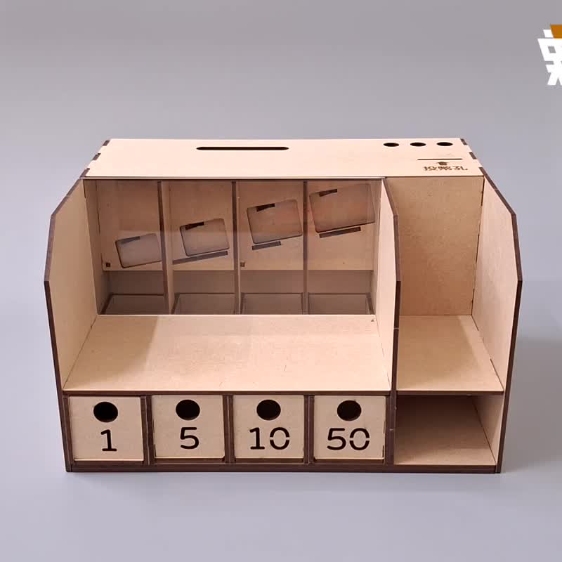 小物擺台分幣存錢筒【抽屜式】親子手作 居家擺飾 成品出貨 - 存錢筒 - 木頭 咖啡色