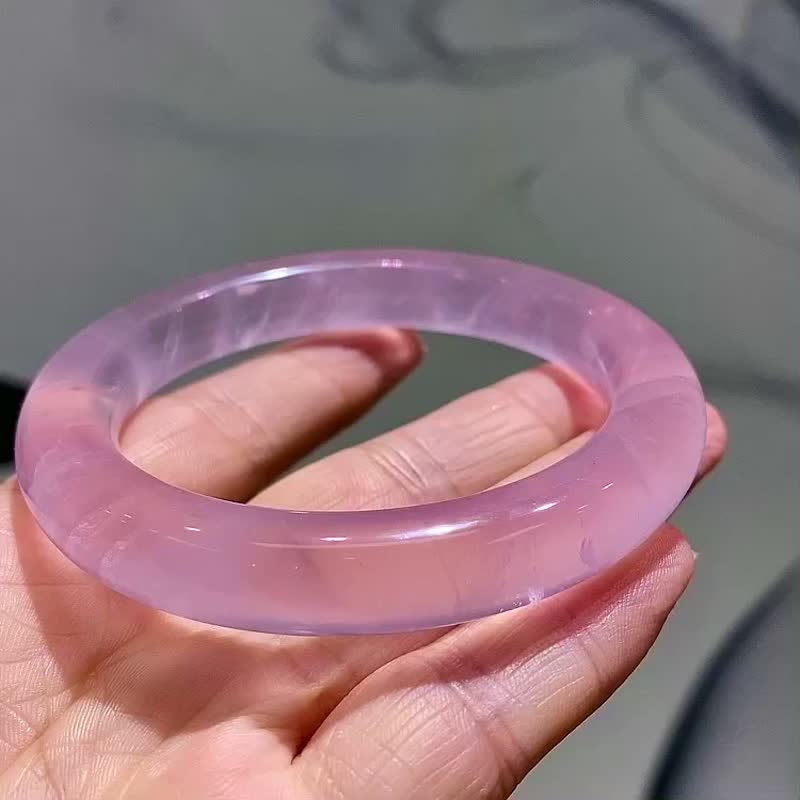 天然莫桑比剋星光粉晶寬版手鐲顏色粉嫩水潤 佩戴效果好 - 項鍊 - 水晶 