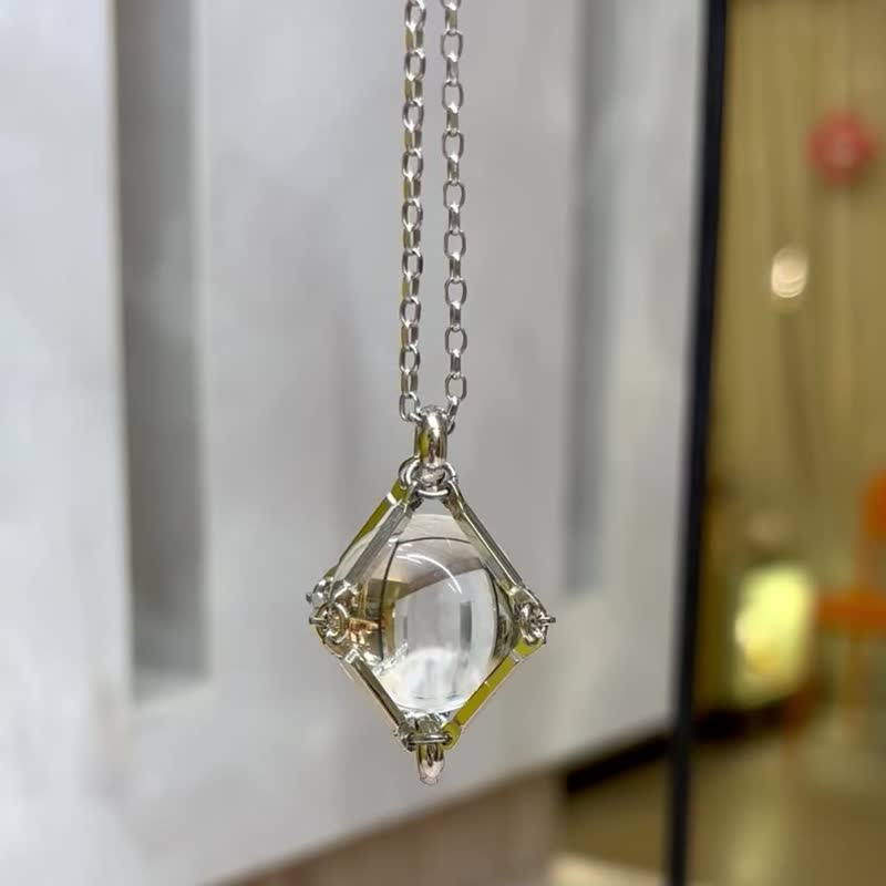19mm 白水晶 水晶球 項鍊 純銀 水晶頸鍊 中性飾品 情人節禮物 - 項鍊 - 純銀 白色