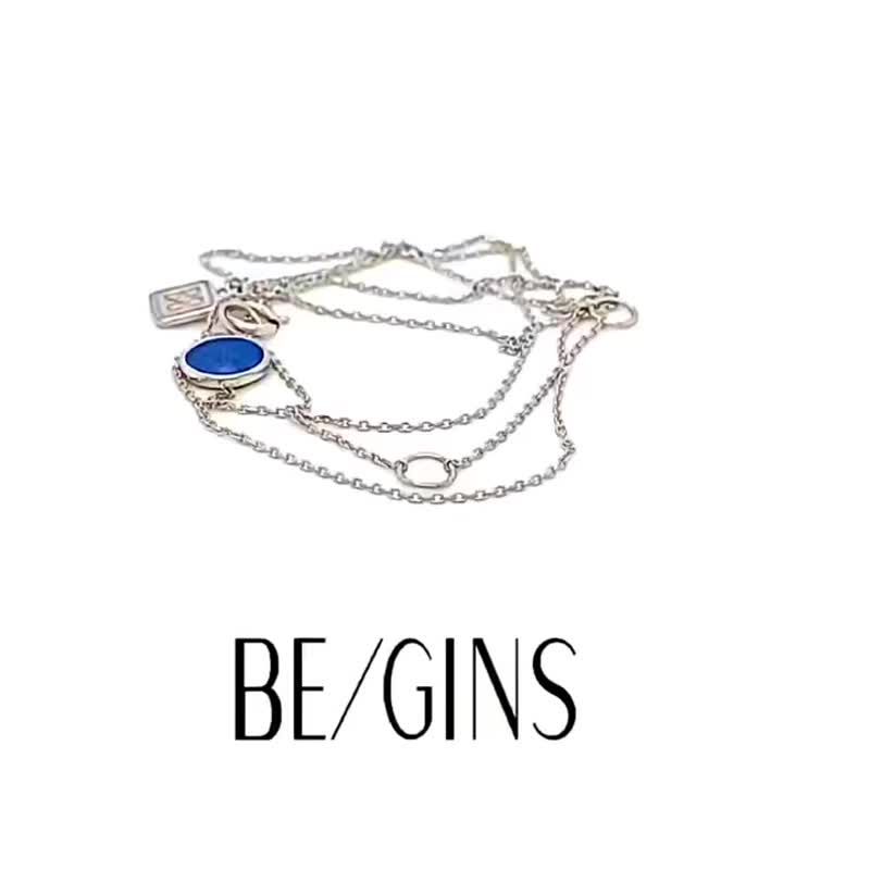 ROCA MINI ROUND LAPIS LAZULI NECKLACE_WHITE - สร้อยคอ - เงินแท้ สีน้ำเงิน