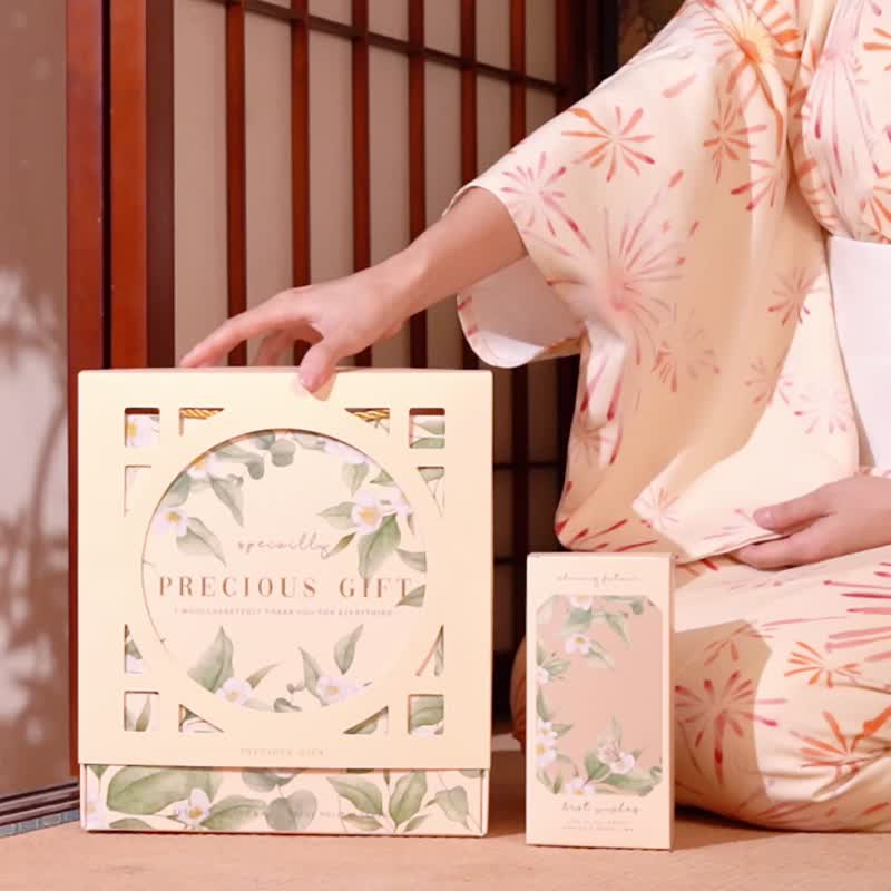 [Free hot stamping for purchases made] [Free shipping for one item] Flowers, Birds, Wind and Moon Gift Box 2024 Mid-Autumn Festival Gift Box Tea Set Gift Box - Tea - Paper Red