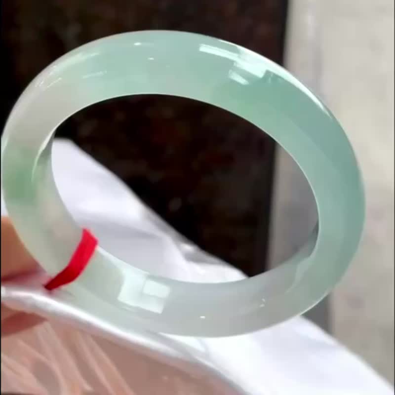 冰種 天然翡翠 緬甸 A玉 玉鐲 • 高冰種甜綠翡翠福鐲 - 手鍊/手環 - 玉石 綠色