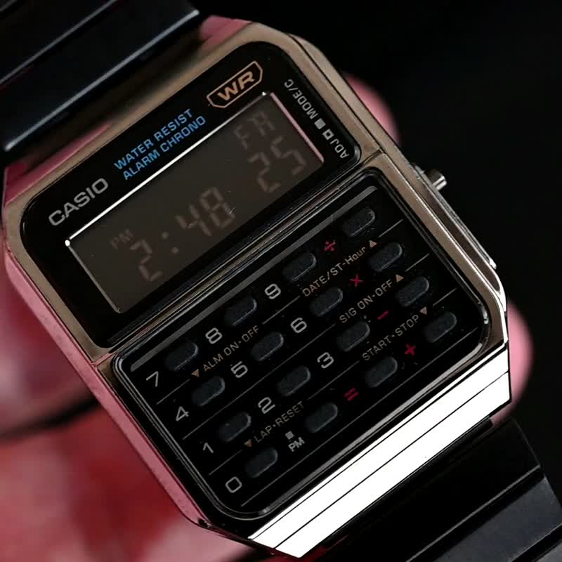 CASIO カシオ 男性用腕時計 デジタル アラームクロノ 電卓機能 腕時計 液晶クォーツ CA-500WE ケースと説明書付き  手錶 - 男錶/中性錶 - 不鏽鋼 黑色