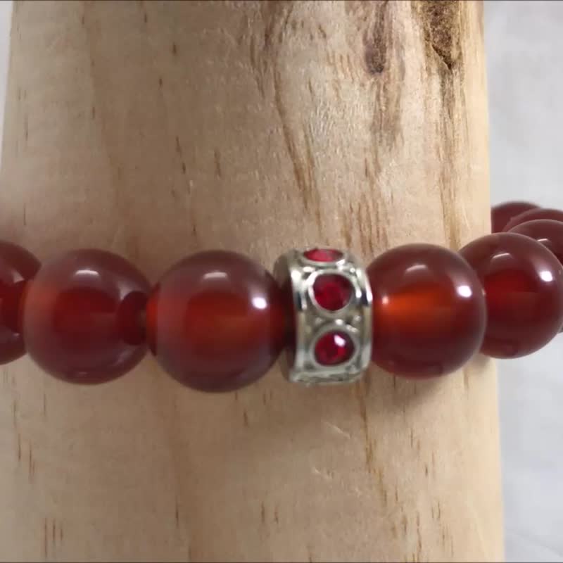 Red Agate Lovers Bracelet Precious Stones 6mm 10mm 1 Pair Set Wrist Option - สร้อยข้อมือ - เครื่องเพชรพลอย สีแดง