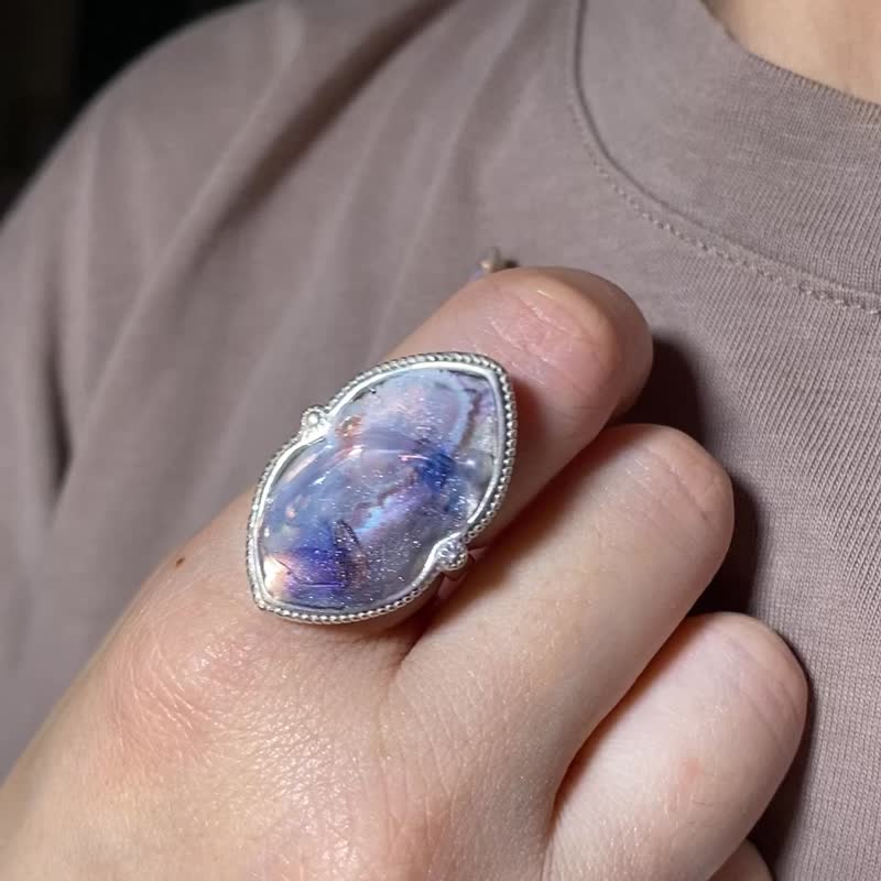 Xingchen Feeling Resin Silver Ring 01 - General Rings - Silver Blue