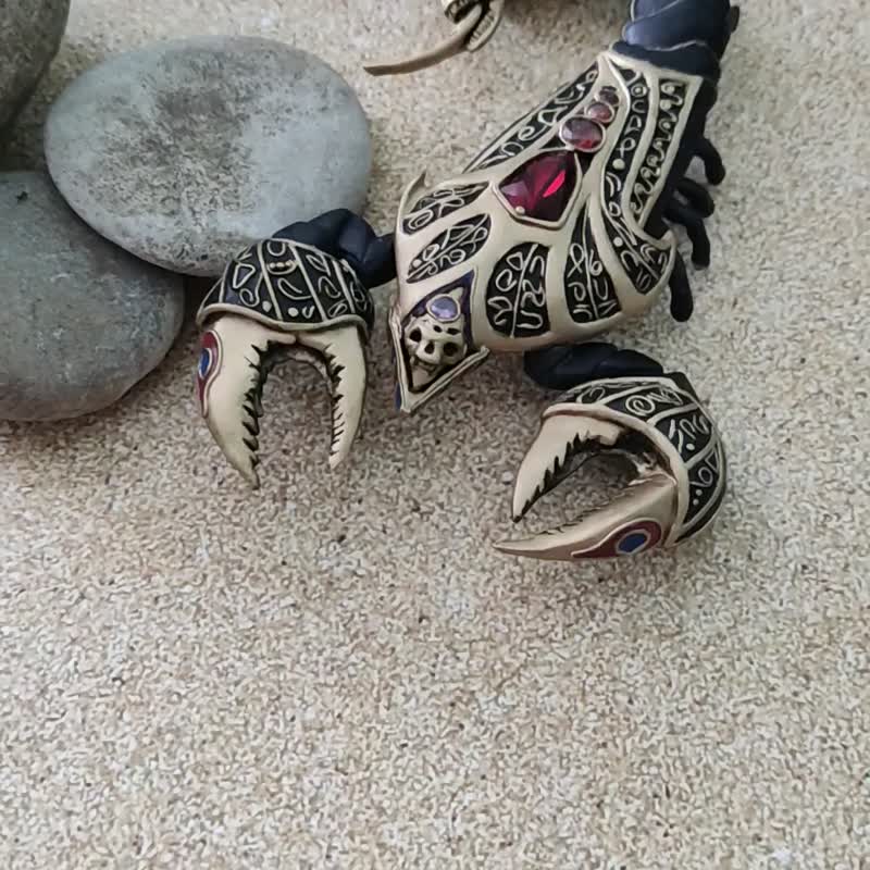 Scorpion brooch, Gold Scorpion, Scorpion Jewelry, Brooch insect, Scorpion - Brooches - Clay Gold