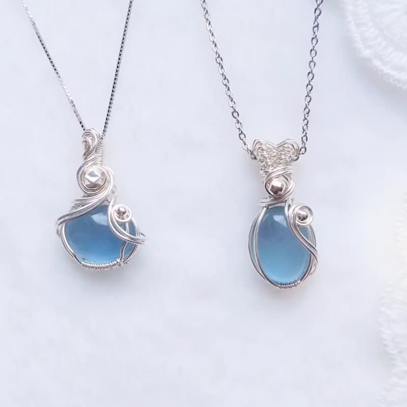 [Summer Ocean] Aquamarine sterling silver necklace / Valentine's gift / Best friend gift / - Necklaces - Gemstone 