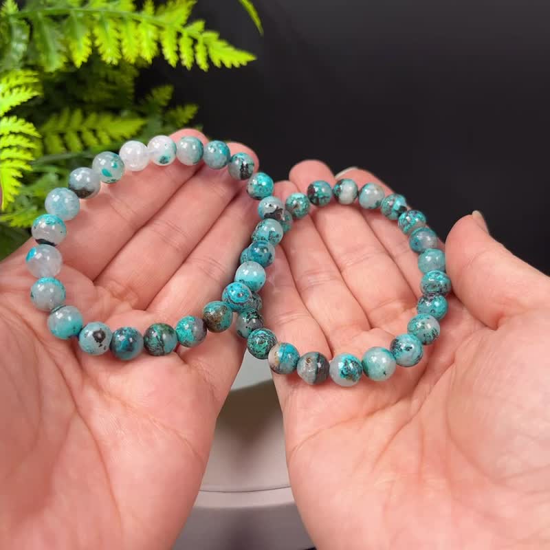 Jade Blue Phoenix Loose Bracelet 8.5mm Oil Painting Style Silicon Malachite Bracelet Confidence Power Balance Sensitive - สร้อยข้อมือ - เครื่องเพชรพลอย สีน้ำเงิน