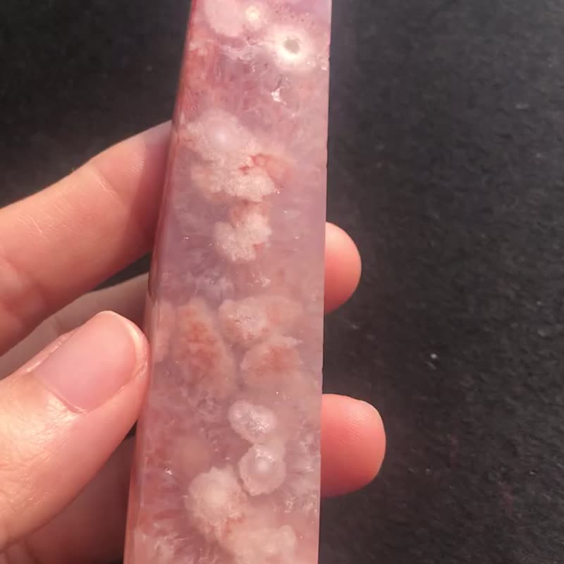 瑪達加斯加 櫻花瑪瑙片 水晶洞 水晶花球 盆景 crystal 擺設 擺件 - 擺飾/家飾品 - 水晶 紅色