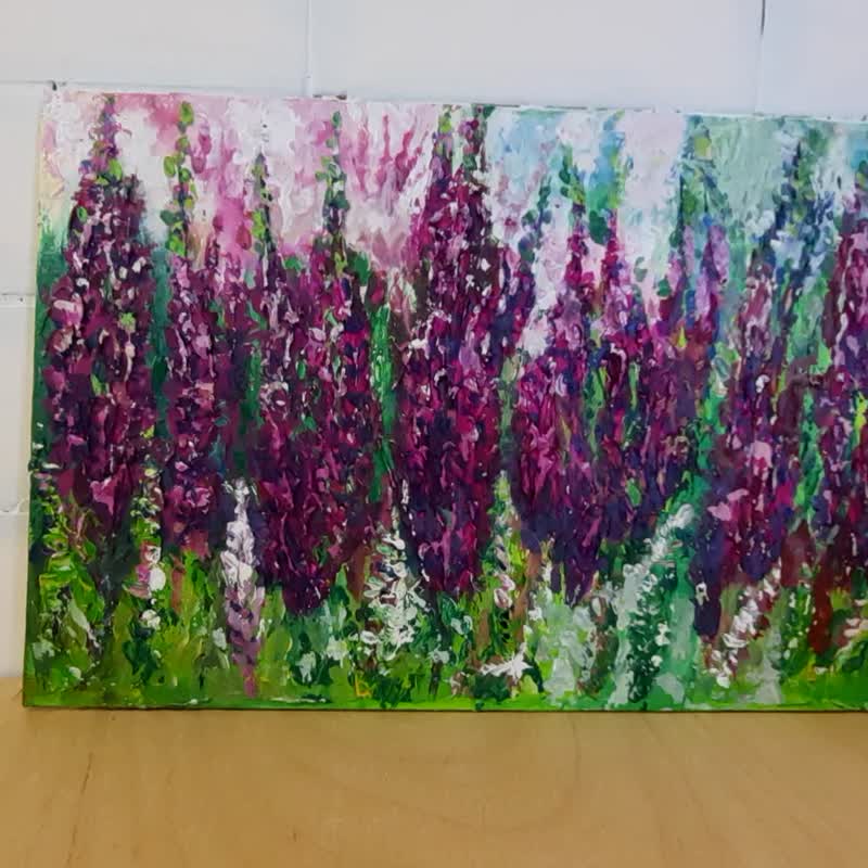 Wildflower painting Original acrylic painting Heather painting Abstract painting - 海報/掛畫/掛布 - 其他材質 多色