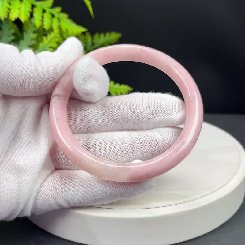 精美 玫瑰蛋白石手鐲 57MM 玉化圓條粉色歐泊手環 靈感平和心輪 - 手鍊/手環 - 寶石 粉紅色