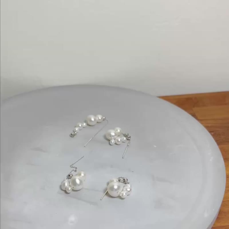 pearl hoop earrings - Earrings & Clip-ons - Sterling Silver Silver