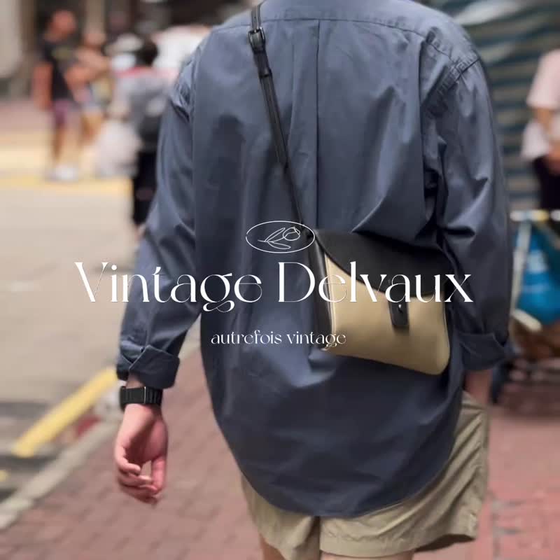中古正品 Delvaux 荔枝皮革 信封包 手拿包 斜背包 男女適用 - 側背包/斜背包 - 真皮 灰色