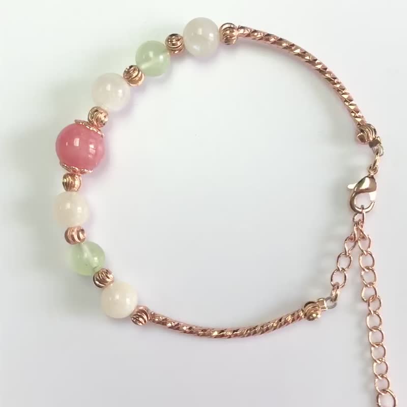 尋找真命天子 愛情運 紅紋石 月亮石 葡萄石 水晶手鏈 天然石 - 手鍊/手環 - 水晶 粉紅色