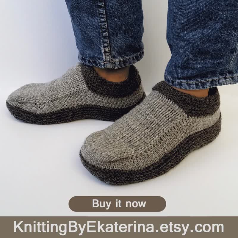 Mens best sale knitted slippers