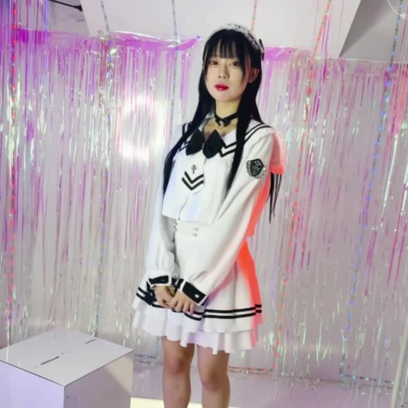 原創大天使學園翅膀校徽臂章領帶長袖水手服洋裝JK學院風【JJ2546 - 連身裙 - 棉．麻 