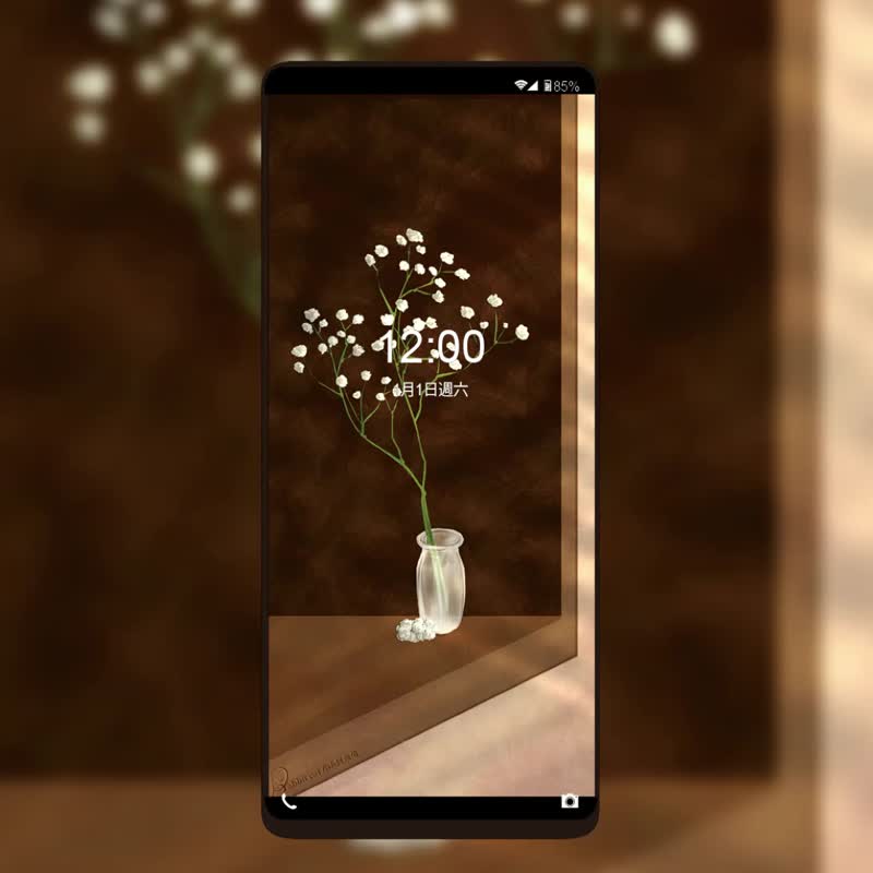 原創插畫-滿天星 個人化手機桌布||白桃紫三色花||【電子檔】 - 電腦手機桌布/貼圖/App 圖示 - 其他材質 