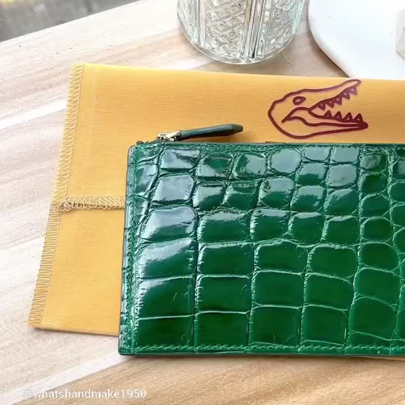 Handmade European material glossy crocodile leather zipper bag - Wallets - Genuine Leather Multicolor