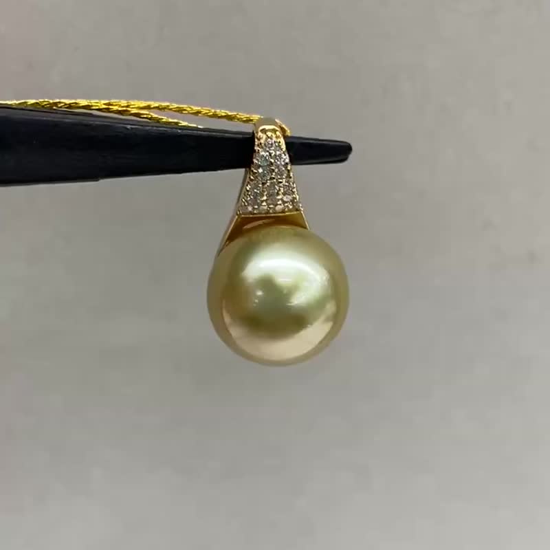 Elf Natural Seawater Pearl South Sea Gold Beads Silver Pendant Necklace - สร้อยคอ - ไข่มุก สีเงิน