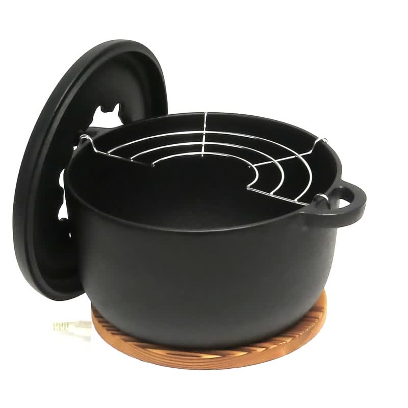 岩鑄 南部鐵器 鐵鍋 起司鍋兼用迷你天婦羅鍋 IH對應 日本製 - 鍋子/烤盤 - 其他金屬 黑色