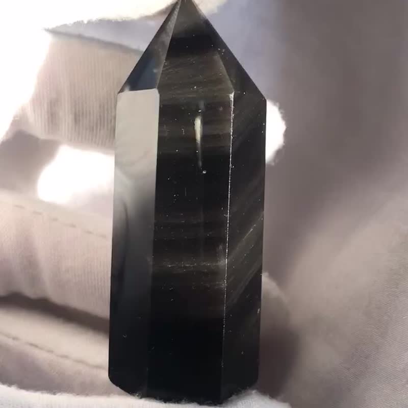 銀燿石 水晶柱 天然原石 水晶原礦 水晶 天然原石 水晶原礦 水晶 - 擺飾/家飾品 - 水晶 銀色