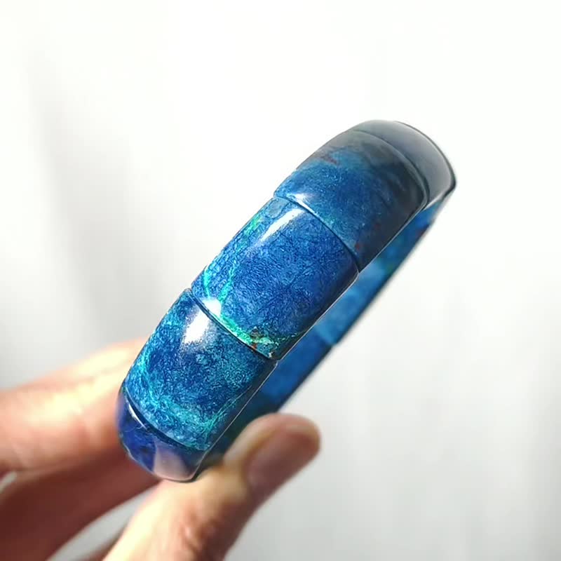 頂級鳳凰石 藍銅礦 松石 招財 收藏 鐲形手排 手鍊 單品 禮物 - 手鍊/手環 - 寶石 藍色